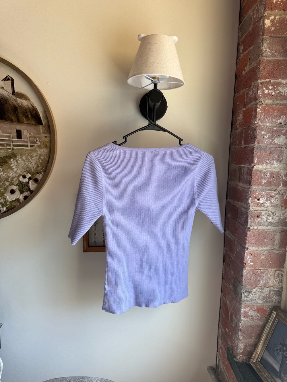 Scoop Lavender Ribbed Button-Front Square Neck Top - Picture 3 of 3